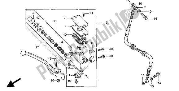 All parts for the Fr. Brake Master Cylinder of the Honda VF 750C 1997