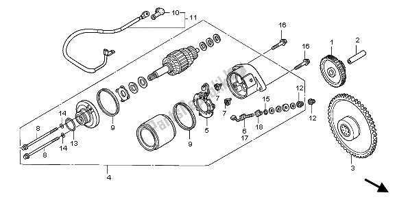 All parts for the Starting Motor of the Honda FES 125 2006