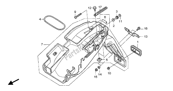 All parts for the Rear Fender of the Honda CB 600F Hornet 2006