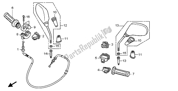 All parts for the Switch & Cable & Mirror of the Honda SH 125 2011