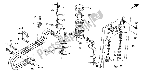 All parts for the Rr. Brake Master Cylinder of the Honda VFR 800 FI 1999