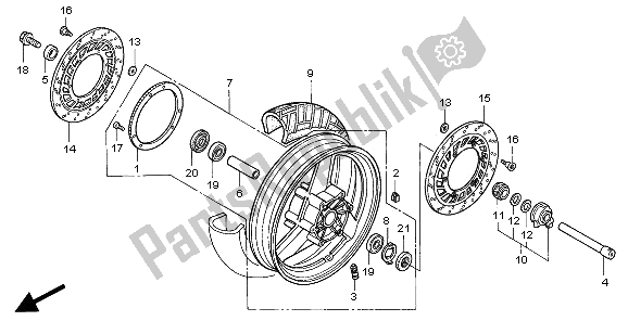All parts for the Front Wheel of the Honda ST 1100A 2000