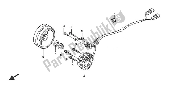 All parts for the Generator of the Honda CRF 250R 2005