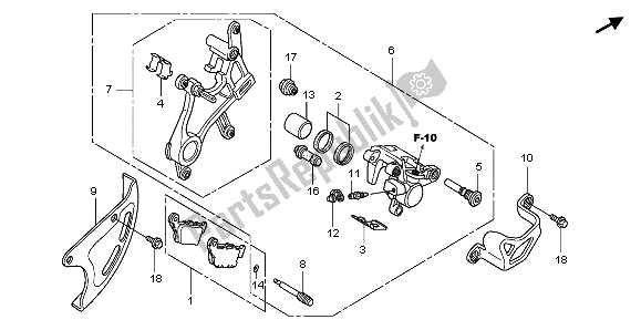 Todas las partes para Pinza De Freno Trasero de Honda CRF 450R 2002