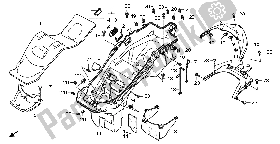 All parts for the Luggage Box of the Honda NSS 250A 2009