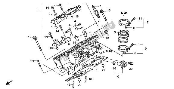 All parts for the Right Cylinder Head of the Honda ST 1300A 2009