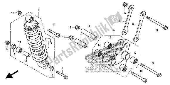 All parts for the Rear Cushion of the Honda NC 700D 2012