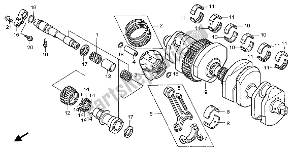 All parts for the Crankshaft & Piston of the Honda CBR 1000F 1998