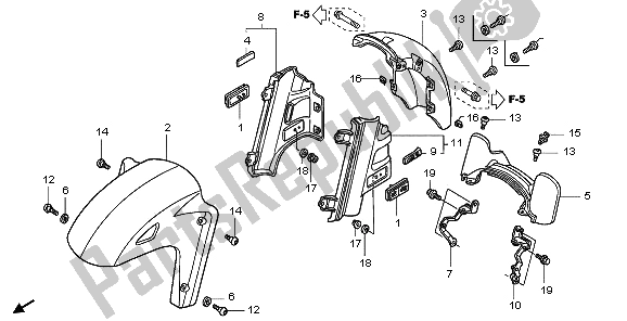 Toutes les pièces pour le Garde-boue Avant du Honda GL 1800A 2006