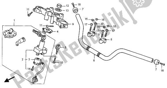 Alle onderdelen voor de Handvatpijp & Hoogste Brug van de Honda CB 750F2 2001