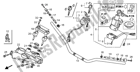 Alle onderdelen voor de Handvatpijp & Hoogste Brug van de Honda XL 1000 VA 2007