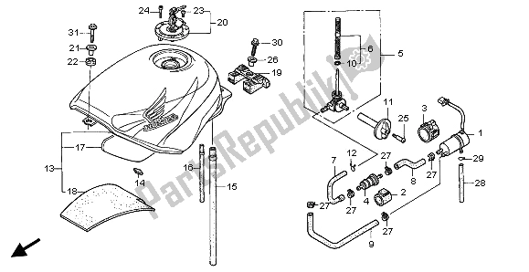 Alle onderdelen voor de Benzinetank van de Honda CBR 600F 1997