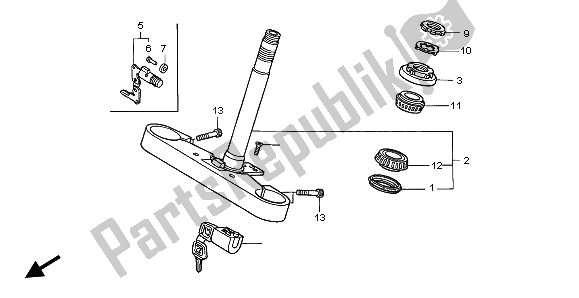 All parts for the Steering Stem of the Honda VTX 1800C 2002