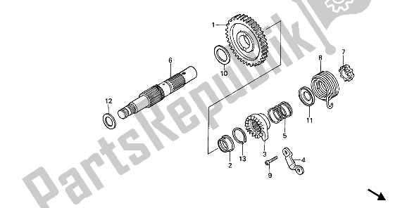 Tutte le parti per il Mandrino Del Motorino Di Avviamento del Honda NX 650 1988