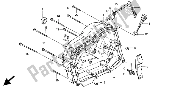 Todas las partes para Tapa Del Cárter Derecho de Honda XR 80R 1994