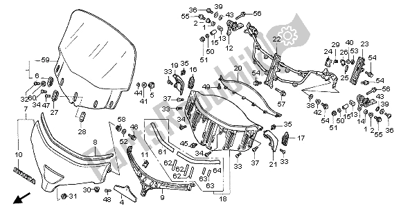 All parts for the Windscreen of the Honda GL 1800A 2003