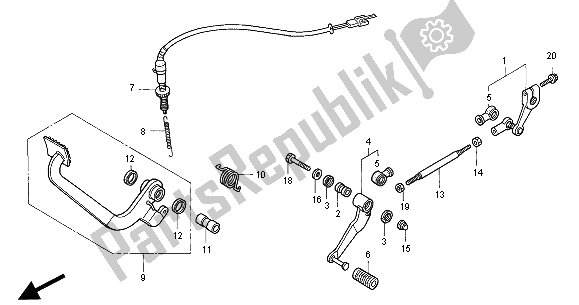 All parts for the Change Pedal of the Honda VT 1100C2 2000