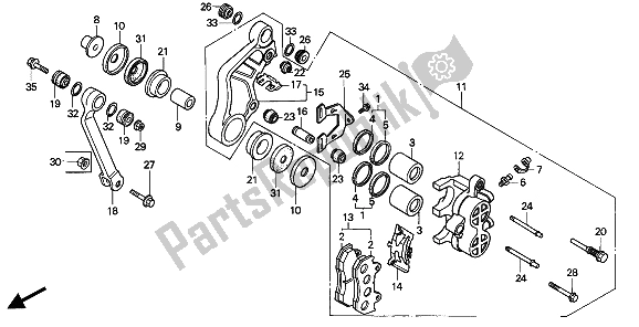 All parts for the Front Brake Caliper of the Honda CN 250 1 1994