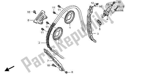 All parts for the Cam Chain & Tensioner of the Honda CBF 600S 2007