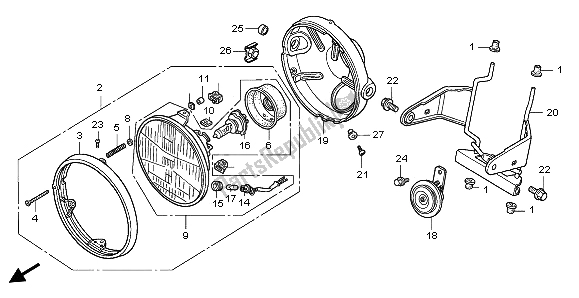 Todas as partes de Farol (reino Unido) do Honda CB 500 1997