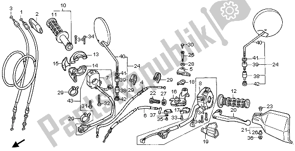 All parts for the Switch & Cable of the Honda NX 650 1995