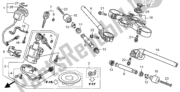 All parts for the Handle Pipe & Top Bridge of the Honda CBR 1000 RR 2010