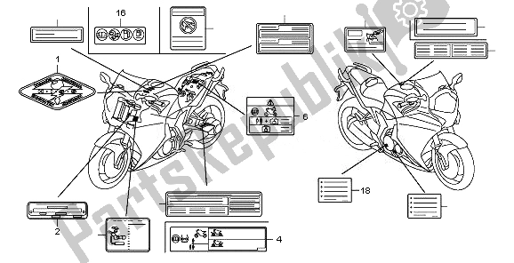 Wszystkie części do Etykieta Ostrzegawcza Honda VFR 1200 FD 2011
