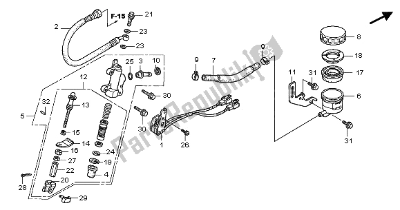 Wszystkie części do G?ówny Cylinder Hamulca Tylnego Honda GL 1800A 2001