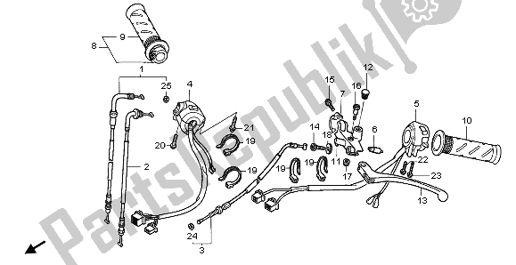 All parts for the Handle Lever & Switch & Cable of the Honda NT 700 VA 2009