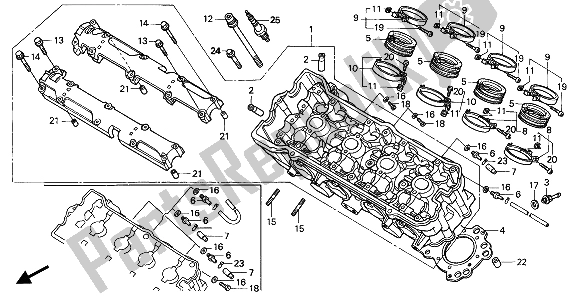 All parts for the Cylinder Head of the Honda CBR 600F 1994