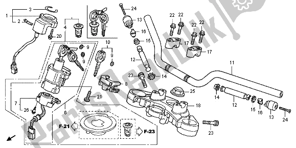 All parts for the Handle Pipe & Top Bridge of the Honda CBF 1000 FA 2012