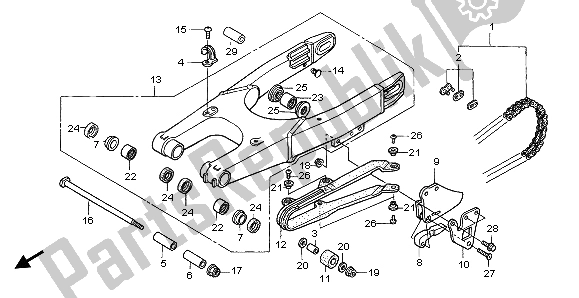 All parts for the Swingarm of the Honda CR 85R SW 2004