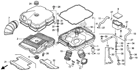 Toutes les pièces pour le Purificateur D'air du Honda NTV 650 1991