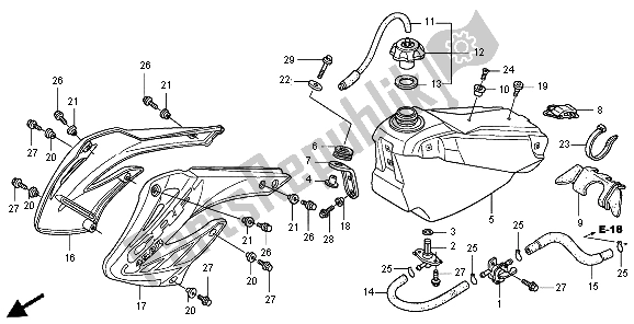 Alle onderdelen voor de Benzinetank van de Honda CRF 450R 2004