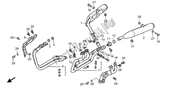 All parts for the Exhaust Muffler of the Honda ST 1100A 1999