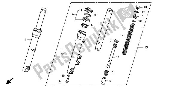 All parts for the Front Fork of the Honda SH 150 2011