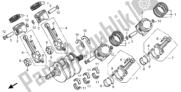 Todas las partes para Cigüeñal Y Pistón de Honda ST 1100 1995