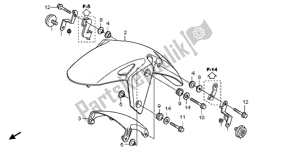 All parts for the Front Fender of the Honda CBR 125 RW 2011