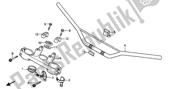 All parts for the Handle Pipe & Top Bridge of the Honda XR 250R 1990