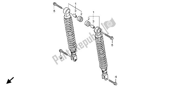 All parts for the Rear Cushion of the Honda SH 125 2006