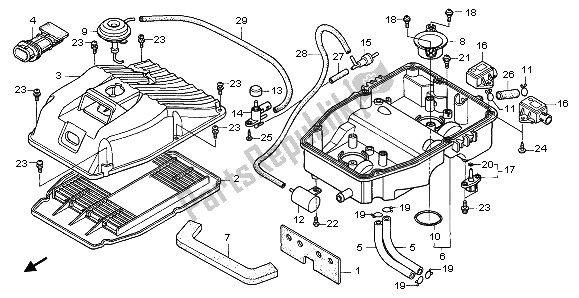 All parts for the Air Cleaner of the Honda RVF 750R 1996