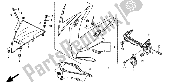 All parts for the Upper Cowl of the Honda CBR 1000 RR 2013