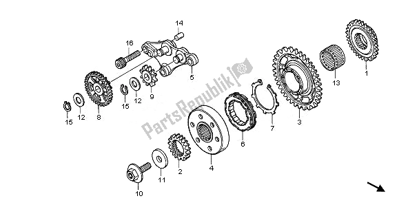 Alle onderdelen voor de Startkoppeling van de Honda CRF 250X 2011