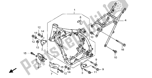 All parts for the Frame Body of the Honda CRF 150R SW 2007