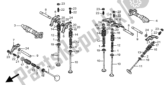 Todas las partes para árbol De Levas Y Válvula de Honda VT 600C 1997