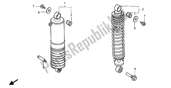 All parts for the Rear Cushion of the Honda GL 1500A 1996