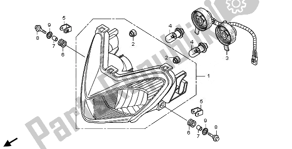 All parts for the Headlight of the Honda TRX 700 XX 2011