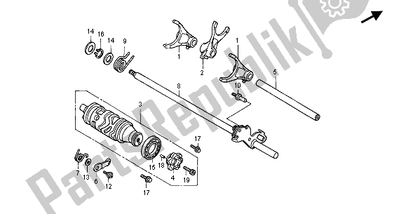 All parts for the Gearshift Drum of the Honda CBR 600F 2001