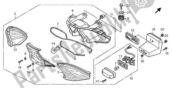 All parts for the Taillight of the Honda ANF 125 2011