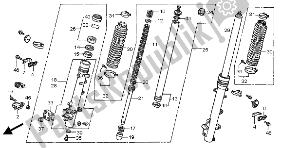 Toutes les pièces pour le Fourche Avant du Honda XRV 750 Africa Twin 2000